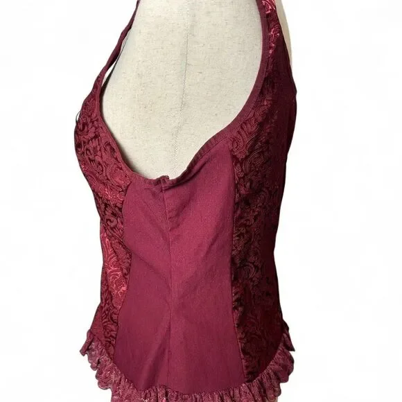 Scarlet Darkness Steampunk Corset Whimsigoth Fairy Renaissance Cosplay Large - Picture 5 of 7